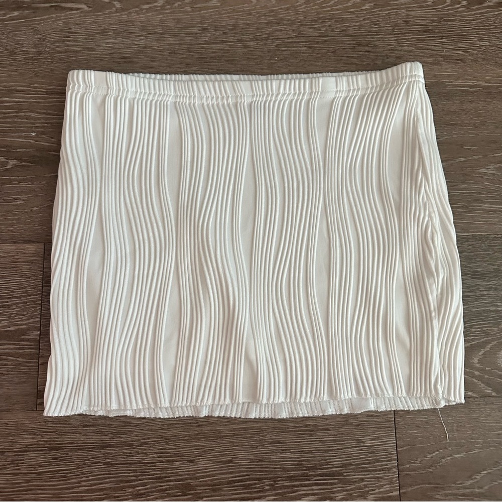 SHEIN White Ribbed Summer Mini Pencil Skirt